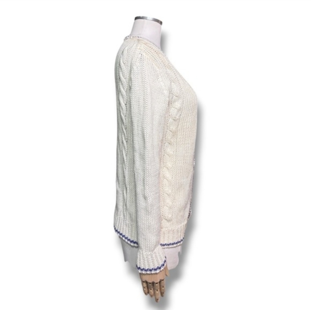 CHRISTIAN DIOR Ivory Knit Linen Blend Cardigan Purple Accent Line VINTAGE - Picture 7 of 10